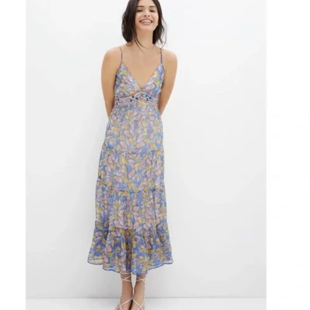 ANTHROPOLOGIE Verb By Pallavi Singhee Vineyard Tiered Maxi Dress Size 8 NWT